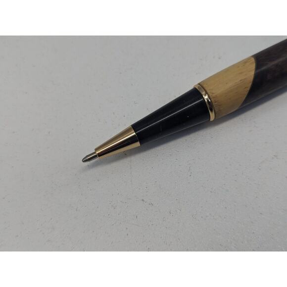 Hand Turned Twist Pen Black And Gold Walnut Maple Blend - Picture 2 of 7